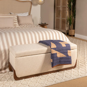 Rowena Interiors Rectangular Mango Wood Lift Top Storage Bench with Boucle Seat for Entryway or Bedroom EC2060