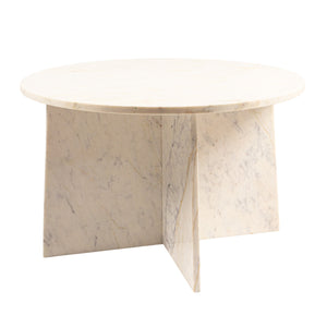 Rowena Interiors Round Marble Top Coffee Table with Geometric Cross Base for Modern Living Rooms EC2062