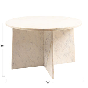 Rowena Interiors Round Marble Top Coffee Table with Geometric Cross Base for Modern Living Rooms EC2062