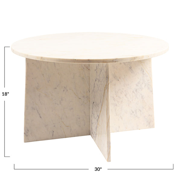 Rowena Interiors Round Marble Top Coffee Table with Geometric Cross Base for Modern Living Rooms EC2062
