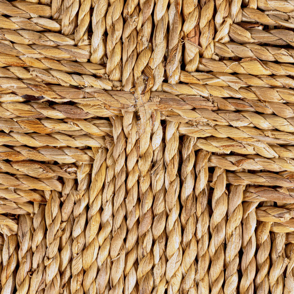 Rowena Interiors Square Handwoven Water Hyacinth Acacia Wood End Table for Coastal Bohemian Living Spaces EC2067