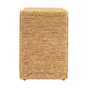 Rowena Interiors Square Handwoven Water Hyacinth Acacia Wood End Table for Coastal Bohemian Living Spaces EC2067