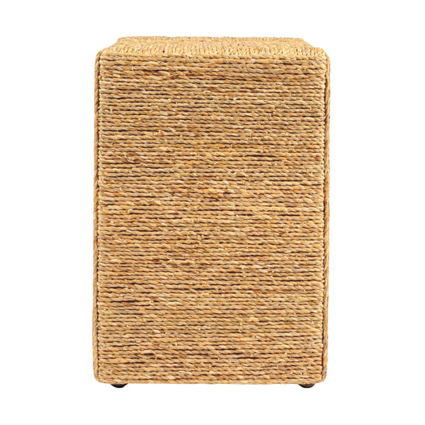 Rowena Interiors Square Handwoven Water Hyacinth Acacia Wood End Table for Coastal Bohemian Living Spaces EC2067