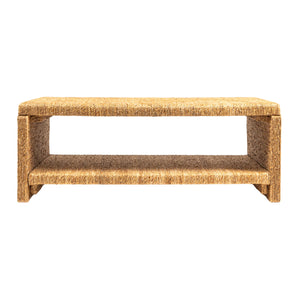 Rowena Interiors Woven Water Hyacinth Acacia Frame Coffee Table Handcrafted Organic Bohemian Living Room EC2068