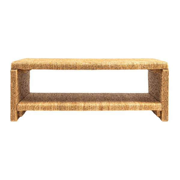 Rowena Interiors Woven Water Hyacinth Acacia Frame Coffee Table Handcrafted Organic Bohemian Living Room EC2068