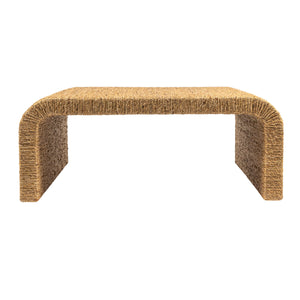 Rowena Interiors Woven Water Hyacinth Acacia Square Coffee Table with Waterfall Edge for Boho Living EC2069
