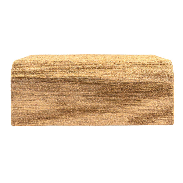 Rowena Interiors Woven Water Hyacinth Acacia Square Coffee Table with Waterfall Edge for Boho Living EC2069