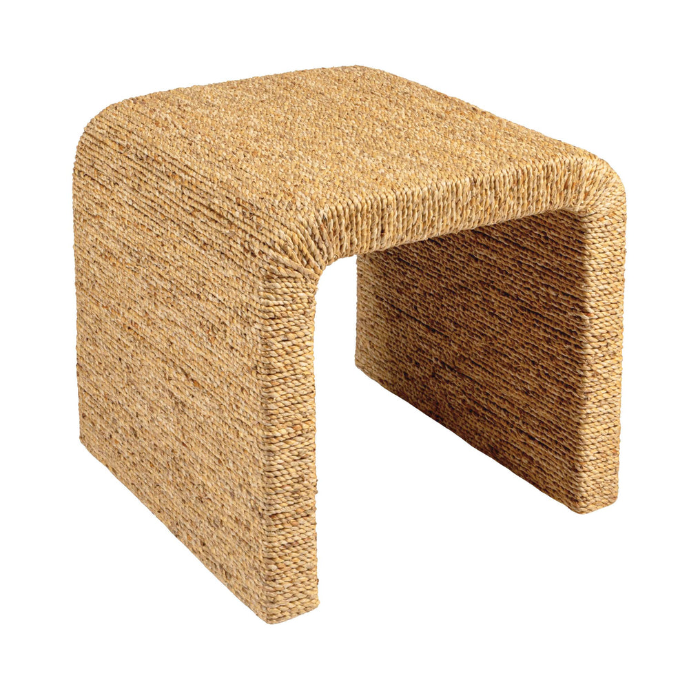 Rowena Interiors Woven Water Hyacinth Acacia Frame End Table with Artisan Waterfall Silhouette EC2071
