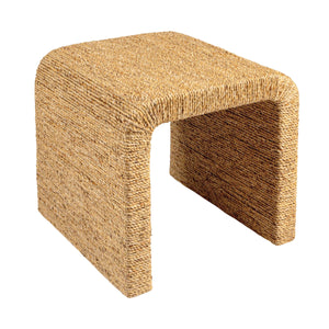 Rowena Interiors Woven Water Hyacinth Acacia Frame End Table with Artisan Waterfall Silhouette EC2071