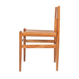 Rowena Interiors Acacia Solid Wood and Leather Dining Chairs Set of 2 for Farmhouse or Coastal Rooms EC2073