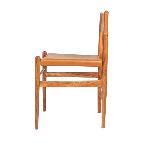 Rowena Interiors Acacia Solid Wood and Leather Dining Chairs Set of 2 for Farmhouse or Coastal Rooms EC2073
