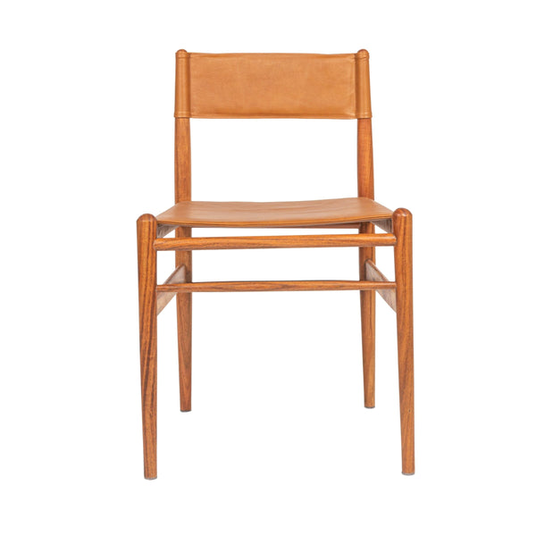 Rowena Interiors Acacia Solid Wood and Leather Dining Chairs Set of 2 for Farmhouse or Coastal Rooms EC2073