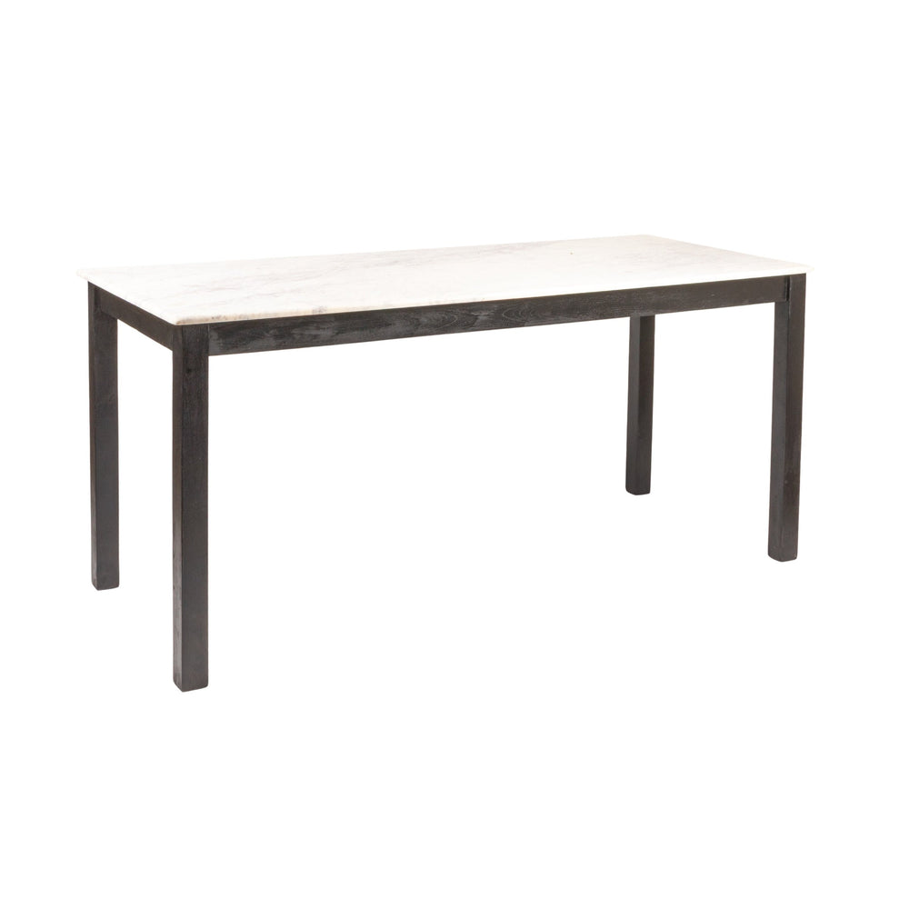 Rowena Interiors Teak Solid Wood Console Table with Genuine Marble Top for Entryway or Living Room Black EC2074