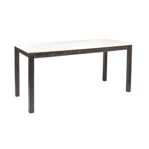 Rowena Interiors Teak Solid Wood Console Table with Genuine Marble Top for Entryway or Living Room Black EC2074