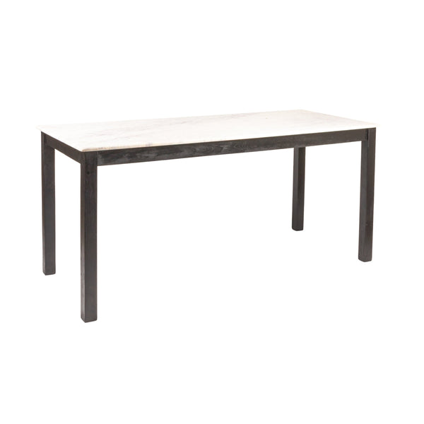 Rowena Interiors Teak Solid Wood Console Table with Genuine Marble Top for Entryway or Living Room Black EC2074