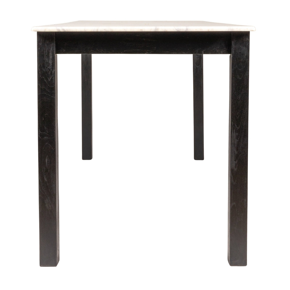 Rowena Interiors Teak Solid Wood Console Table with Genuine Marble Top for Entryway or Living Room Black EC2074