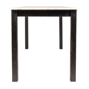 Rowena Interiors Teak Solid Wood Console Table with Genuine Marble Top for Entryway or Living Room Black EC2074