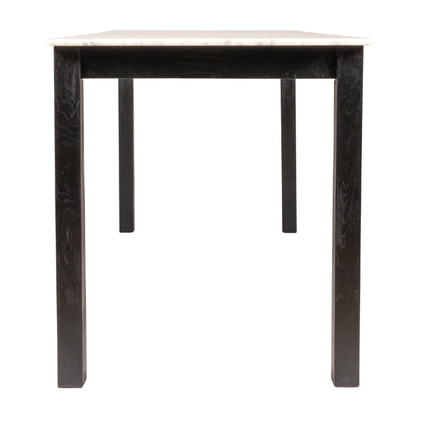Rowena Interiors Teak Solid Wood Console Table with Genuine Marble Top for Entryway or Living Room Black EC2074