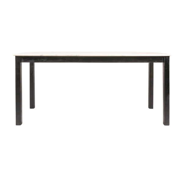 Rowena Interiors Teak Solid Wood Console Table with Genuine Marble Top for Entryway or Living Room Black EC2074