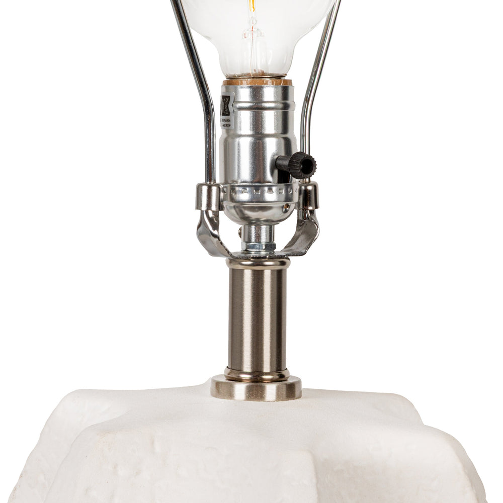 Rowena Interiors 28.5 Inch Sculpted Stoneware Table Lamp with Warm Linen Shade for Coastal Farmhouse Decor EC2077