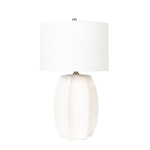 Rowena Interiors 28.5 Inch Sculpted Stoneware Table Lamp with Warm Linen Shade for Coastal Farmhouse Decor EC2077