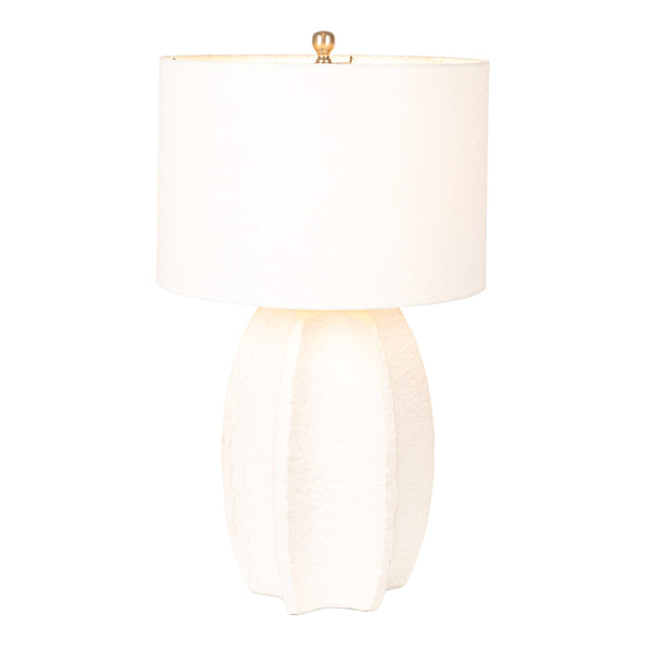 Rowena Interiors 28.5 Inch Sculpted Stoneware Table Lamp with Warm Linen Shade for Coastal Farmhouse Decor EC2077