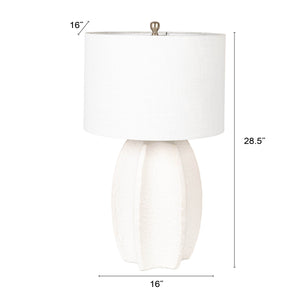 Rowena Interiors 28.5 Inch Sculpted Stoneware Table Lamp with Warm Linen Shade for Coastal Farmhouse Decor EC2077