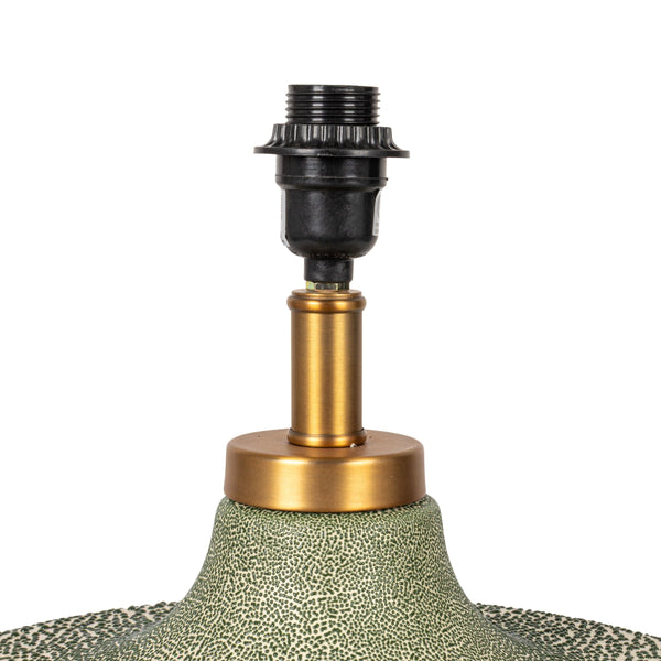 Rowena Interiors 25.5 Inch Stoneware Table Lamp with Gold Hardware and Warm Neutral Linen Shade EC2080