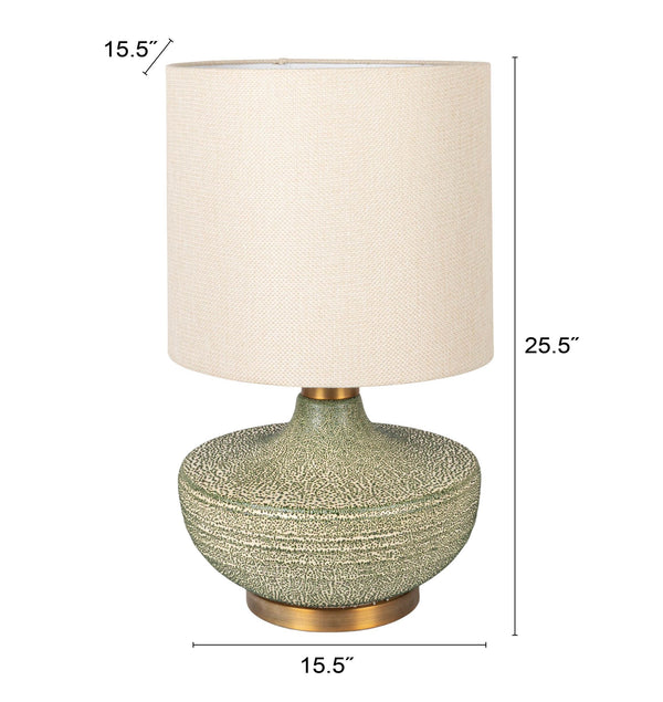 Rowena Interiors 25.5 Inch Stoneware Table Lamp with Gold Hardware and Warm Neutral Linen Shade EC2080