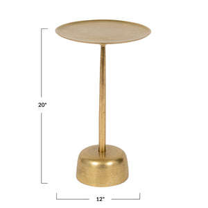 Rowena Interiors Metal Martini Silhouette Cast Aluminum Accent Table Glam Living Room Pedestal Gold EC2081