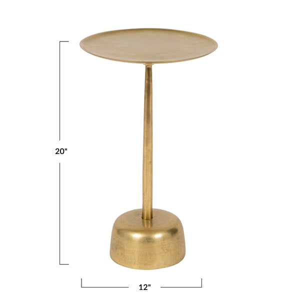Rowena Interiors Metal Martini Silhouette Cast Aluminum Accent Table Glam Living Room Pedestal Gold EC2081