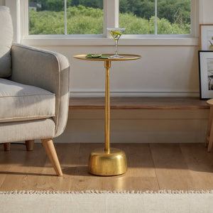 Rowena Interiors Metal Martini Silhouette Cast Aluminum Accent Table Glam Living Room Pedestal Gold EC2081