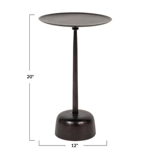 Rowena Interiors Metal Martini Silhouette Cast Aluminum Accent Table Glam Living Room Pedestal Black EC2082