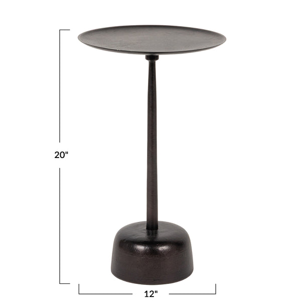 Rowena Interiors Metal Martini Silhouette Cast Aluminum Accent Table Glam Living Room Pedestal Black EC2082