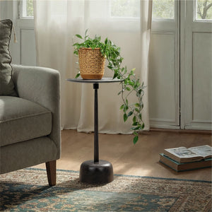 Rowena Interiors Metal Martini Silhouette Cast Aluminum Accent Table Glam Living Room Pedestal Black EC2082