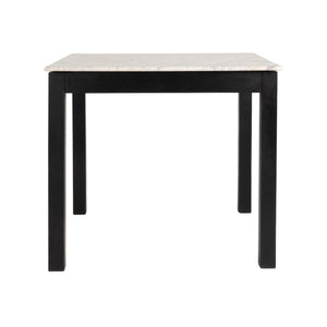 Rowena Interiors Square Solid Teak Marble Dining Table Seats Four Farmhouse Style Compact Nook Black EC2084