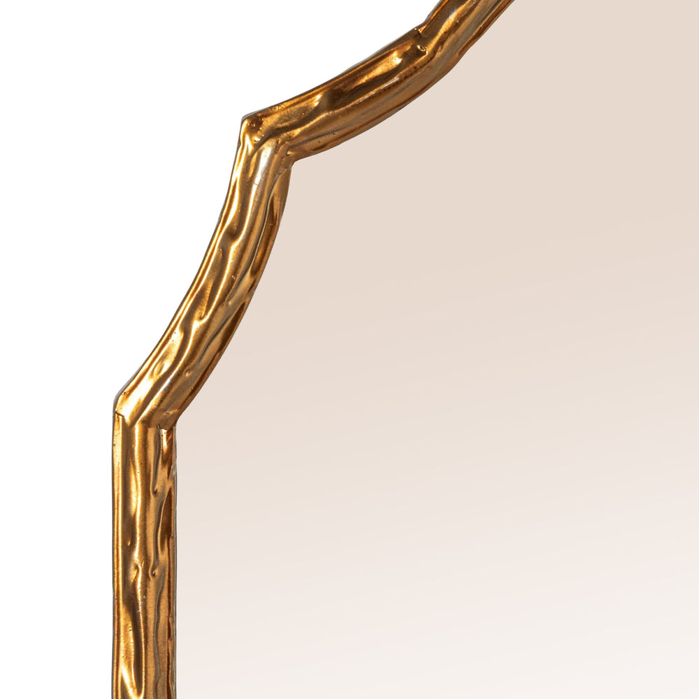 Rowena Interiors Louis Philippe Arched Gold Metal Frame Wall Mirror Elegant Entryway Bedroom Accent EC2085