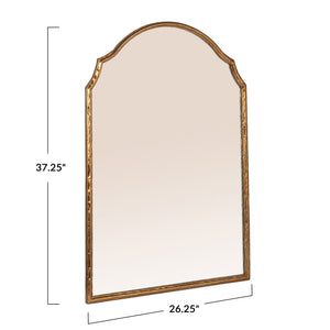 Rowena Interiors Louis Philippe Arched Gold Metal Frame Wall Mirror Elegant Entryway Bedroom Accent EC2085