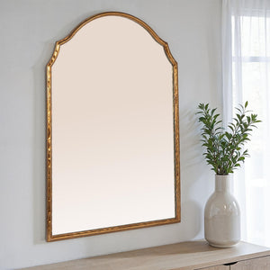 Rowena Interiors Louis Philippe Arched Gold Metal Frame Wall Mirror Elegant Entryway Bedroom Accent EC2085