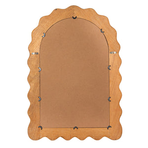 Rowena Interiors Arched Rattan Wall Mirror Handwoven Scalloped Frame Boho Coastal Entryway Decor EC2087