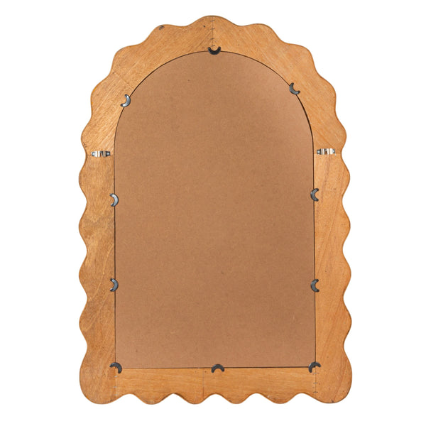 Rowena Interiors Arched Rattan Wall Mirror Handwoven Scalloped Frame Boho Coastal Entryway Decor EC2087