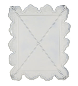 Rowena Interiors Rectangular White Metal Wall Mirror with Scalloped Faux Bois Frame for Farmhouse Decor EC2088
