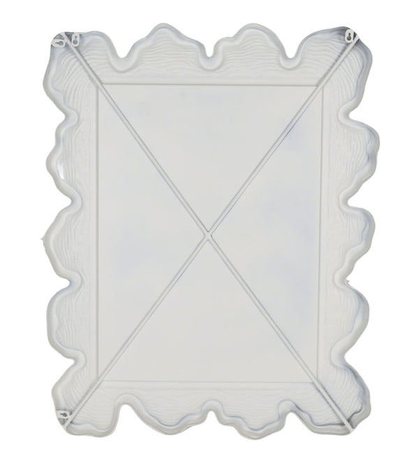 Rowena Interiors Rectangular White Metal Wall Mirror with Scalloped Faux Bois Frame for Farmhouse Decor EC2088