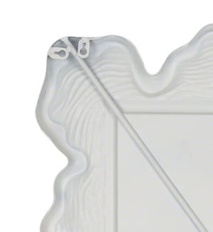 Rowena Interiors Rectangular White Metal Wall Mirror with Scalloped Faux Bois Frame for Farmhouse Decor EC2088