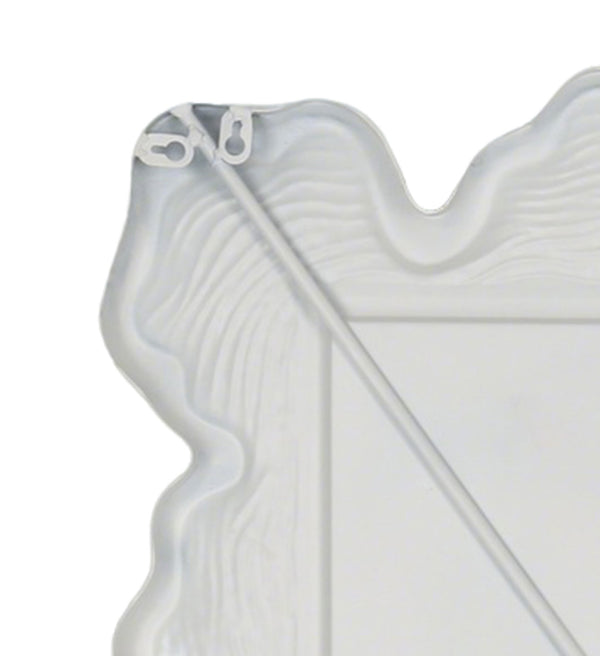 Rowena Interiors Rectangular White Metal Wall Mirror with Scalloped Faux Bois Frame for Farmhouse Decor EC2088