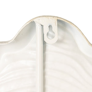 Rowena Interiors Round Matte White Metal Mirror Faux Bois Scalloped Frame for Farmhouse or Coastal Decor EC2089
