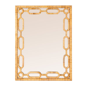 Rowena Interiors Rectangular Bamboo Woven Wall Mirror with Chain Border for Coastal Boho Decor EC2091