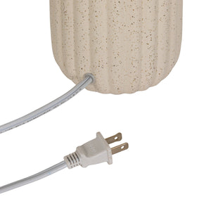 Rowena Interiors 19 Inch Ribbed Stoneware Base Table Lamp with Linen Accordion Drum Shade for Any Room EC2106