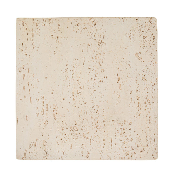 Rowena Interiors Magnesium Oxide Travertine Style Square Accent Table Organic Modern Stone Look EC2109