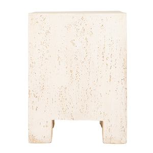 Rowena Interiors Magnesium Oxide Travertine Style Square Accent Table Organic Modern Stone Look EC2109